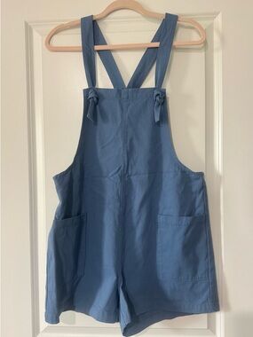 Casual Blue Short Overalls